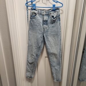 Free People Acid Wash High Rise Button Fly Skinny Leg Denim Jeans Size 27